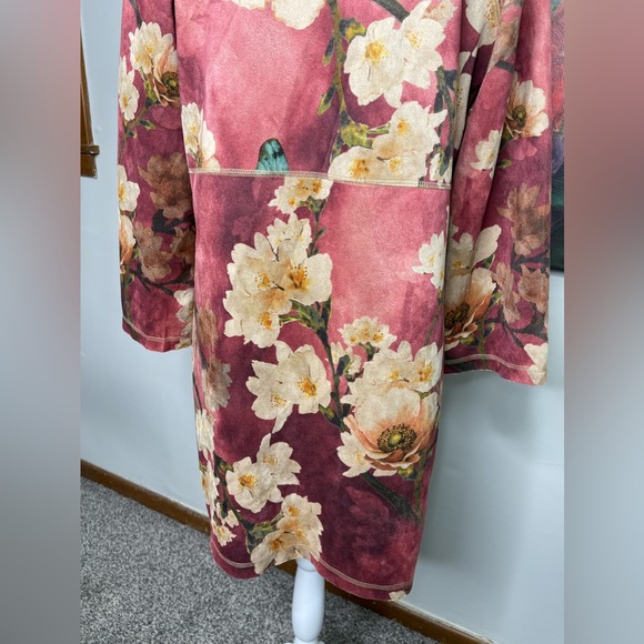 Anthropologie Solitaire NWT Faux Suede Butterfly Floral Long Line Open Jacket M - Picture 5 of 12